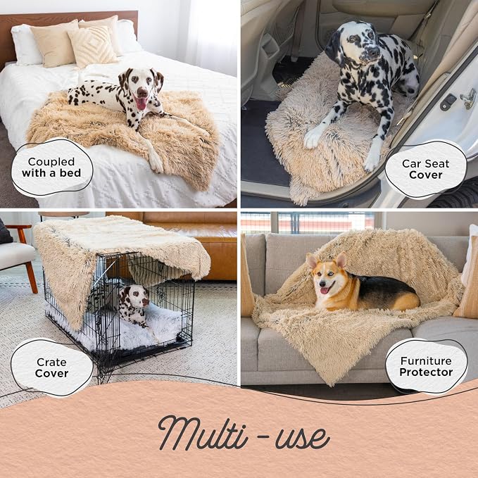 Best Friends by Sheri Dog Blanket, Shag Faux Fur, Taupe, 30" x 40" | Ultra Soft Throw for Pets, Sense of Security & Warmth, Lightweight Bed Cover, Machine Washable, Cats & Small-Medium Dogs