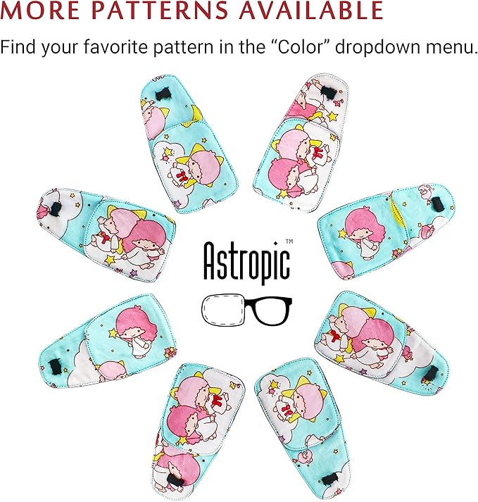 Astropic Cotton & Silk Eye Patch for Kids Glasses (Right Eye, Fairy - Magic Wand)