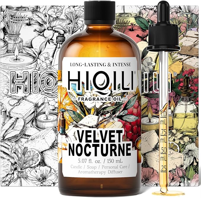 HIQILI Velvet Nocturne Fragrance Oil for Making Candle, Violet & Carnation Scents, DIY Perfume, Great for Diffuser, Long Lasting - 5.07 Fl Oz