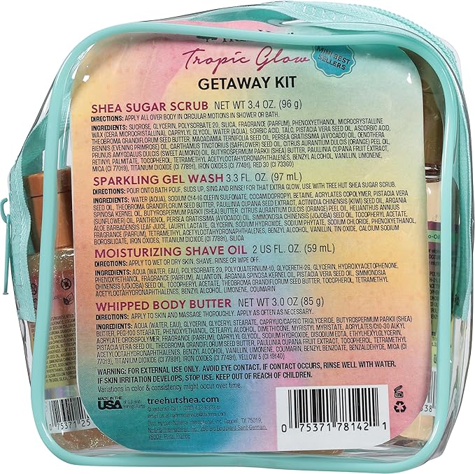 Tree Hut Mini Tropic Glow Everything Shower Gift Set, Mothers Day Gifts, Exfoliating Sugar Scrub, Foaming Gel Wash & Whipped Body Butter, Hydrating Self-Care Kit for Soft, Glowing Skin