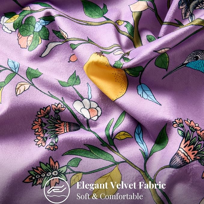 MUSSEL Plum Purple Floral Vintage Decorative Pillow Covers 18x18 Set of 2 | Soft Velvet,Wild Flower Plant,Throw Pillows Case,Square,Colorful Farmhouse Cushion Covers,Home Sofa Bed Couch Decor