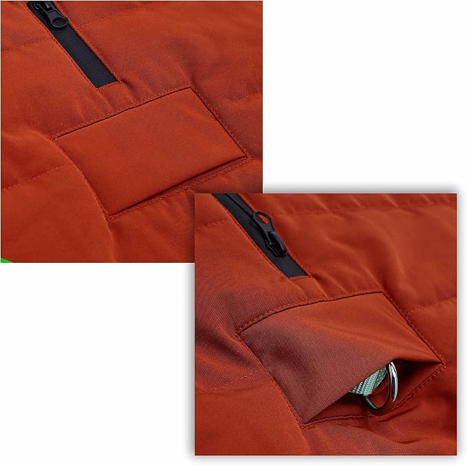Blueberry Pet Cozy Quilted Waterproof Dog Coat – Rusty Orange Winter Jacket for Medium Dogs, Size 16", Warm Outdoor Dog Clothes