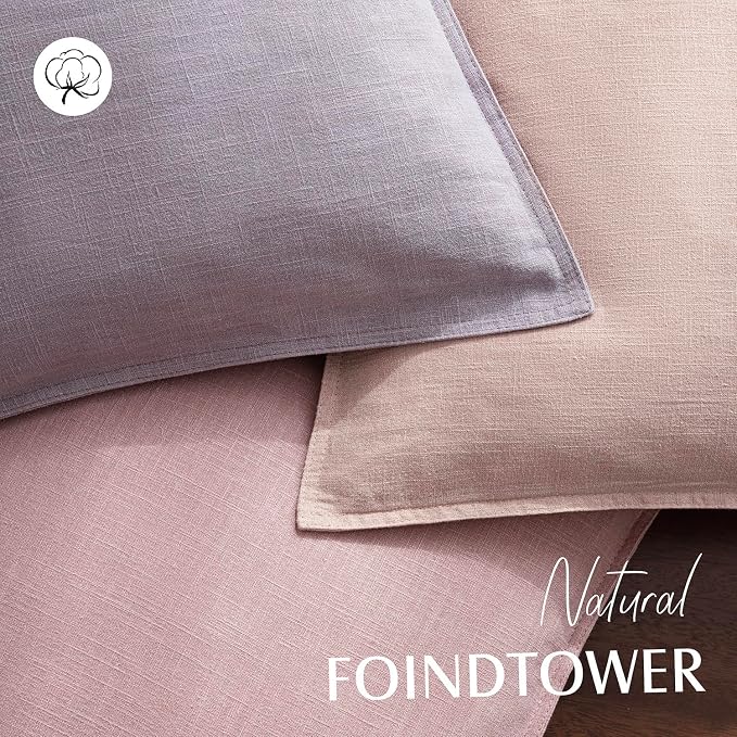 Foindtower Pack of 2, Decorative Linen Solid Throw Pillow Covers Soft Accent Euro Cushion Case Boho Farmhouse Neutral Pillowcase for Couch Sofa Bedroom Living Room Home Decor 24 x 24 Inch Light Purple