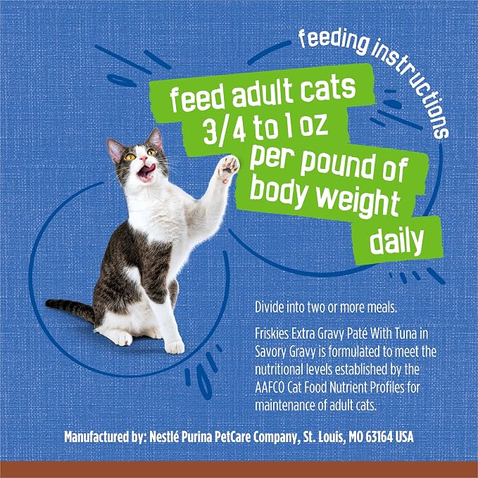 Friskies Purina Wet Cat Food Pate,Extra Gravy with Tuna - 5.5 oz. Cans,(Pack of 48)