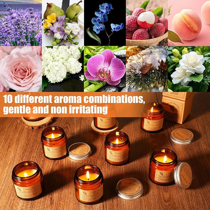 Threlaco 50 Pack Scented Candles Gift Set, Aromatherapy Jar Candle Bulk for Home Scented, Natural Smokeless Soy Wax in 10 Scents, Small Aromatherapy Gifts for Women Men, Party Favor, Yoga, Spa Decor