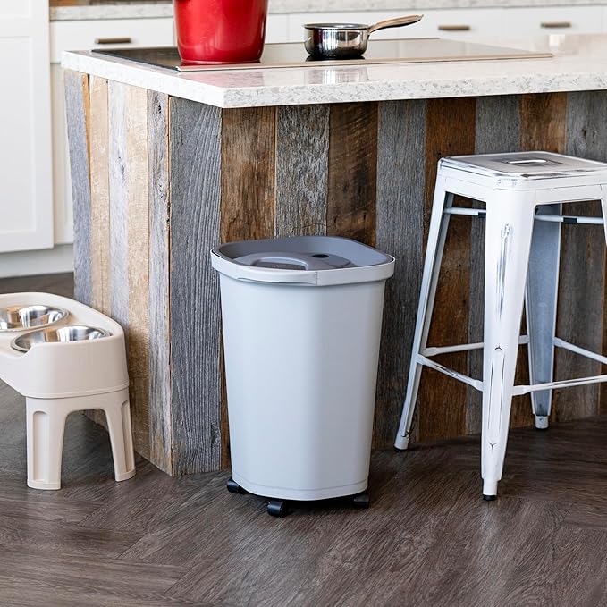 IRIS USA Dog Food Storage Container, Up to 25 lbs, Gray/Dark Gray
