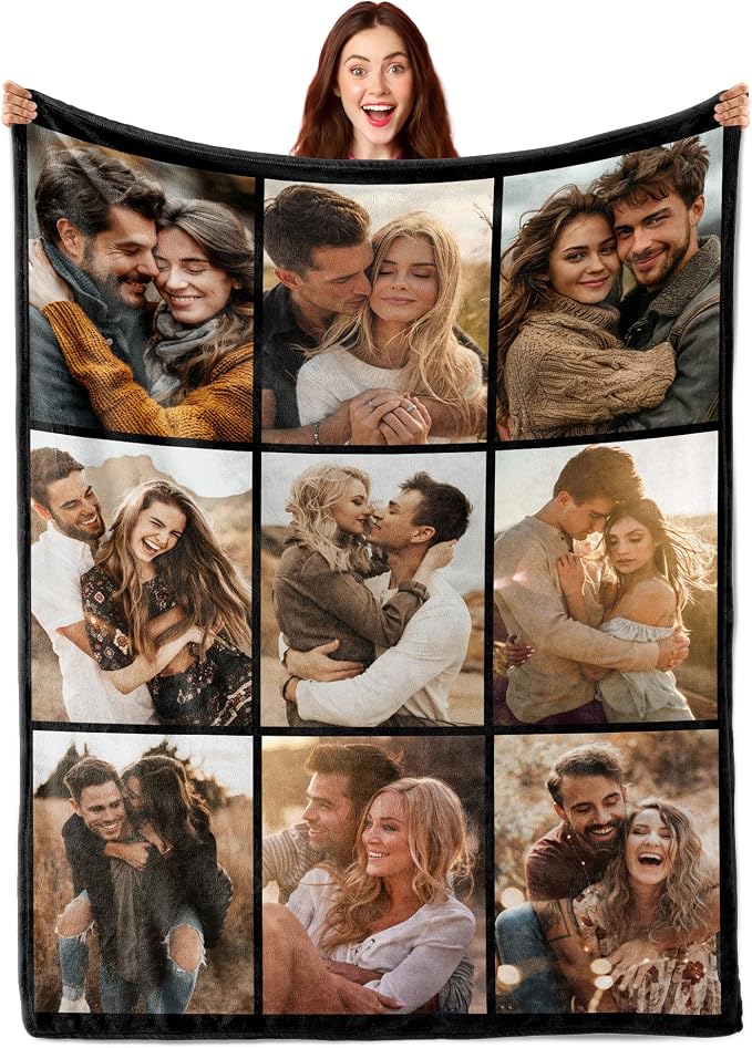 Ship Next Day, Custom Blanket with Picture Customized Photo Blankets Customize, Customizable Blanket, Personalized Christmas Funny Gifts for Couple, Girlfriend, Boyfriend, Mom, Dad, Wife, Husband