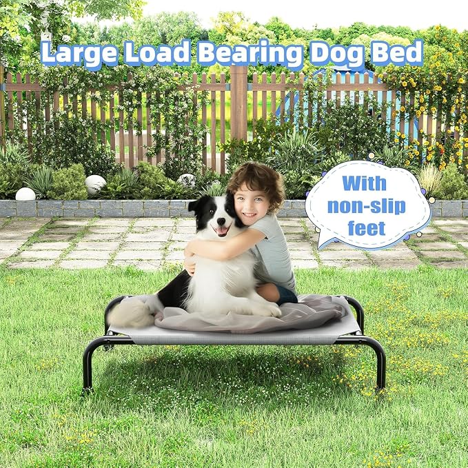 Simple Trending Raised Dog Bed for Small Dogs, Waterproof Elevated Dog Cot, Outdoor Cooling Pet Bed, 36.5" x 22.5", Grey | Pet Bed for Small Dogs, Waterproof Cover, Breathable mesh, Non-Slip Feet, Suitable for Indoor or Outdoor Use, 36.5" x 22.5"