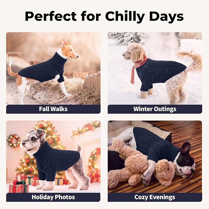 Lelepet Dog Sweater for Large Dogs Turtleneck Knitwear Fall Sweatshirt XXXL | Knitted Large Dog Sweater with Sleeves,Stretchy Warm Pet Winter Outfit,Pullover Cozy Pet Sweater for Cold Weather Boys Girls