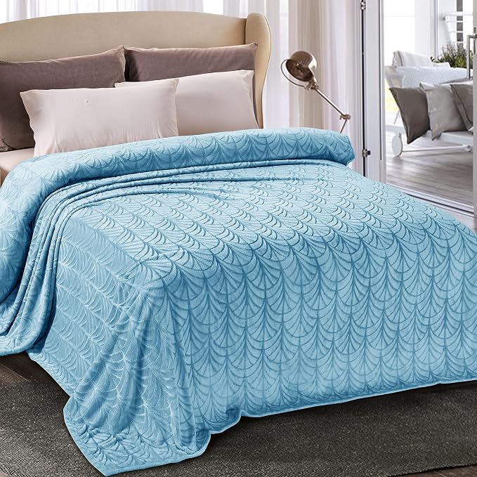 Whale Flotilla Soft Flannel Fleece Twin Size Blanket for Bed, Stone Blue | Cozy Lightweight Breathable Coverlet, Plush Fluffy Bedspread, Vintage Pattern Decorative Blanket for Dorm, All Season 60"x80"