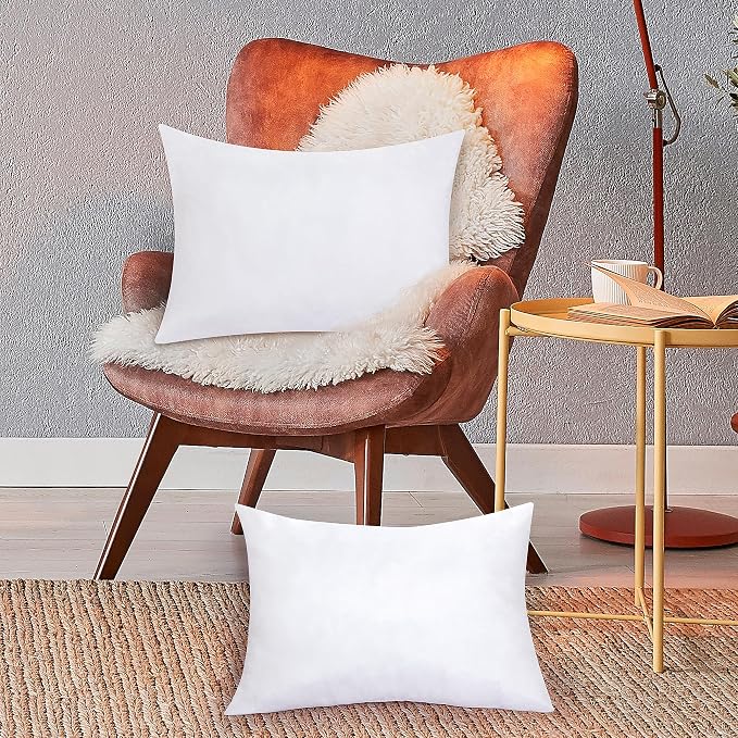 ROYALE LINENS 12 x 16 Pillow Insert - Down Alternative Throw Pillows Insert - Rectangle Pillow Pack of 2 White - Bed & Couch Pillows - Inner Cushion for Bed, Cushion for Living Room - Shams Stuffer