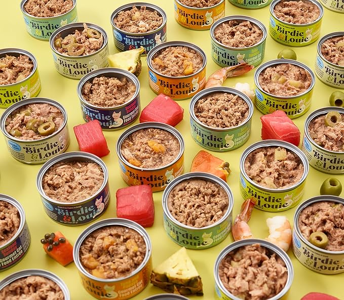 Birdie & Louie Wet Cat Food Variety Pack of Tuna Flavors | 6 Cans of 5 Different Tuna Flavors | All Natural Ingredients, Grain Free | 3 Oz Cans, Bulk Case of 60 Cans (60)