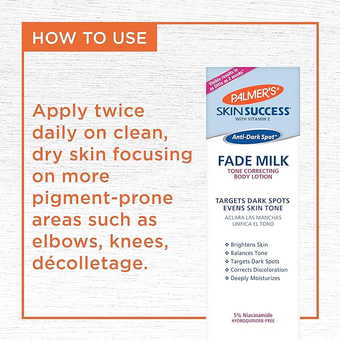 Palmer's Skin Success Anti-Dark Spot Fade Milk Body Lotion, 8.5 Oz, Moisturizer with Niacinamide, Fades Age Spots, Helps Uneven Skin Tone & Hyperpigmentation, Dermatologist Approved