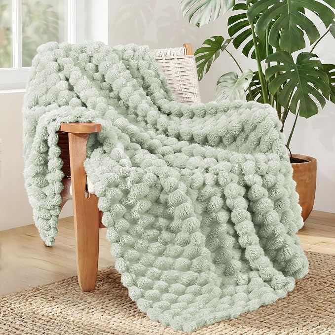 Whale Flotilla Soft Cozy 3D Fleece Throw Blanket for Couch Bed, Sage Green | Super Cozy Lightweight Plush Fluffy Throw, Luxury Decorative All‑Season Couch Cover Blanket for Sofa & Office Chair, 50"x60"