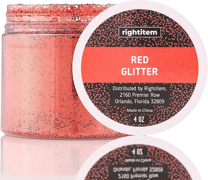 Red Glitter in Jar - 4 Oz Christmas Glitter for Crafts - Chunky Glitter for Slime - Face Glitter - Candle Glitter - Body Glitter