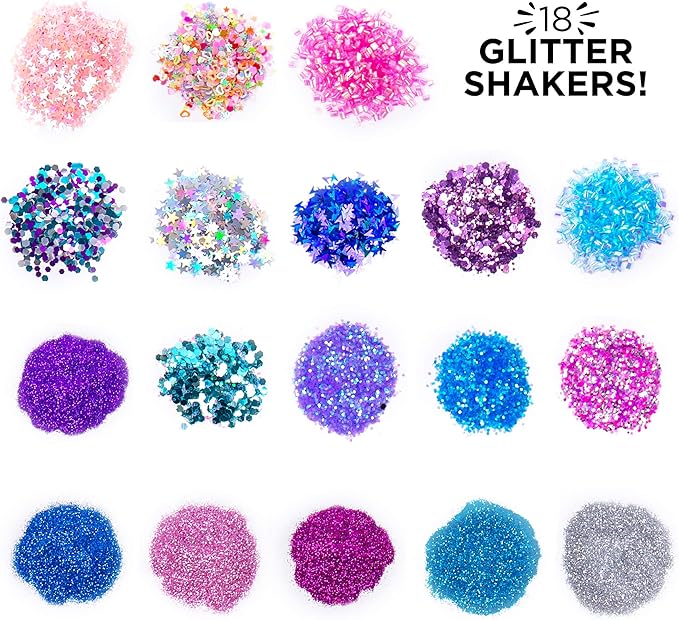 Horizon Group USA Glitter Shakers, 18-Pack Assorted Glitter & Confetti, Fine & Chunky Glitter, Great for Arts & Crafts, DIY Projects, Back to School Supplies & Art Class