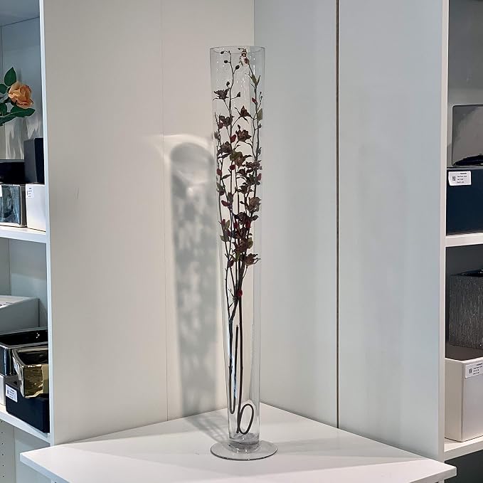 WGV Trumpet Glass Vase Bulk, Open 5", Height 31.5", (Multiple Sizes Choices) Clear Tall Pilsner Floral Planter Container Centerpiece, Wedding Event Home Decor, 4 Pieces (VTV0432)