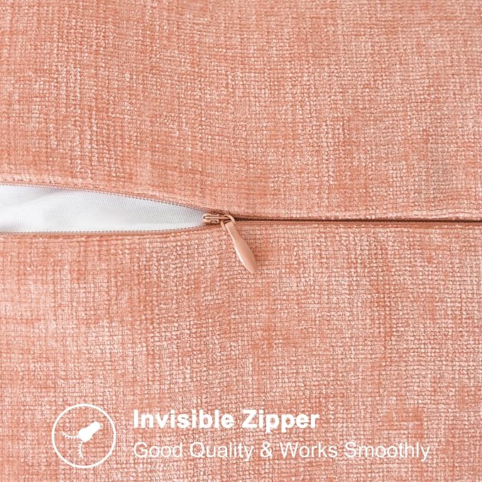 CaliTime Decorative Couch Throw Pillow Covers 26 X 26 Inches Dusty Pink | Pack of 2, Cozy Chenille Cushion Cases, Cotton Thread Stitching Edges, for Sofa Bed Living Room Farmhouse