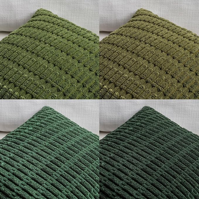 Fancy Homi 4 Packs Decorative Throw Pillow Covers for Living Room Couch Bed, Modern Farmhouse Boho Home Décor Accent Cushion Case, 20" x 12", Green Series