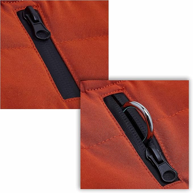 Blueberry Pet Cozy Quilted Waterproof Dog Coat – Rusty Orange Winter Jacket for Medium Dogs, Size 16", Warm Outdoor Dog Clothes