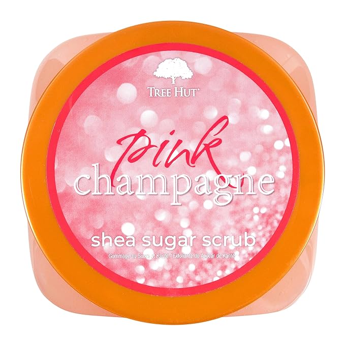 Tree Hut Pink Champagne Shea Sugar Scrub | Exfoliating Body Scrub Removes Dead, Dry Skin for a Soft & Hydrated Feel | Nourishing Essential Body Care | 18 fl oz.