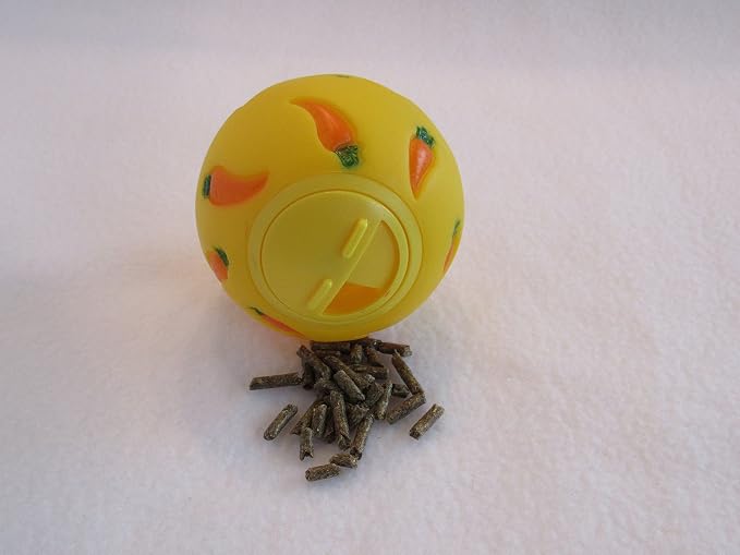 Treat Ball Toy for Guinea Pigs, Rabbits, Hedgehogs and Other Small Pets, 7 cm, Yellow, Adjustable Opening Treat Toy New
