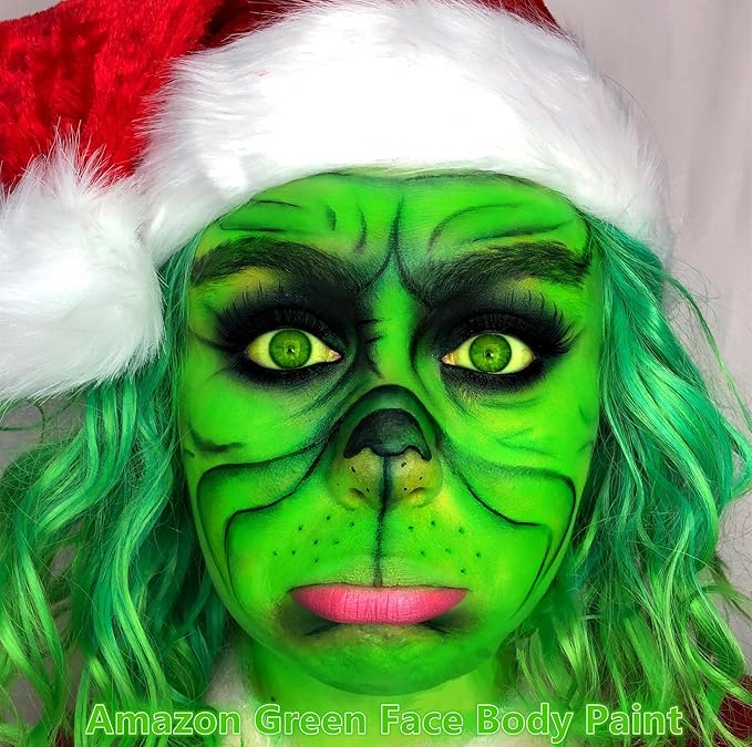 Go Ho Amazon Green Face Paint Stick,Water Based Washable Face Paint Makeup Stick,Non-toxic Full-coverage Cream Body Paint for Halloween Costumes Cosplay SFX Hulk Gamora Makeup