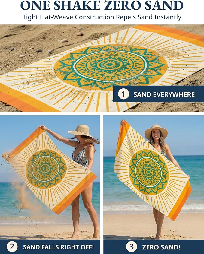 LANE LINEN Beach Towels 6 Pack, Oversized Beach Towel, Lightweight Beach Essentials for Women, Large Pool Towel, Absorbent & Quick Dry, Sand Free Beach Towel, 39"x71" - Island Boho