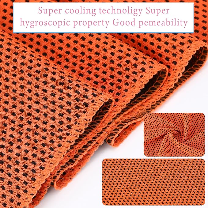 Honoson 20 Pcs Cooling Towels for Neck and Face, 47"x12" Sports Breathable Ice Towels Microfiber Chilly Sweat Rags with Portable Bottle for Gym Golf Athletes Yoga Workout Hot Weather (Orange)