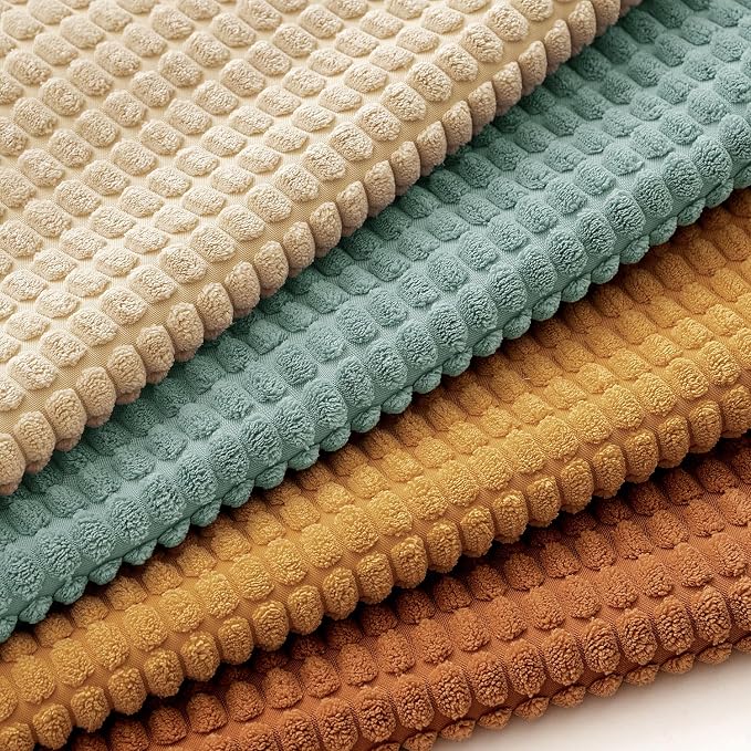 MIULEE Boho Decorative Pillow Covers 16x16 Inch Set of 4 Orange/Teal | Rustic Modern Fall Home Decor, Couch Throw Pillows, Autumn Corduroy Pillowcases for Sofa Living Room Bed