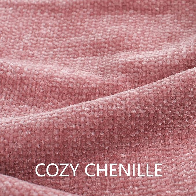 Chenille Throw Blanket for Couch 50" x 60", Mauve | Soft Cozy Warm Throws with Fringe Tassel, for Living Room Bed Sofa Chair Cover, Lightweight Knitted Decorative Boho Blankets