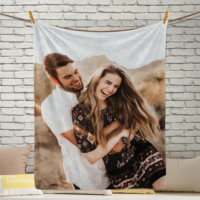 Custom Blanket with Picture, Personalized Mother's Day Blanket with photos | Customized Flannel Throw Blanket Gifts for Mom Dad Couple Girlfriend Boyfriend Wife Husband Him/Her Christmas Birthday Gifts