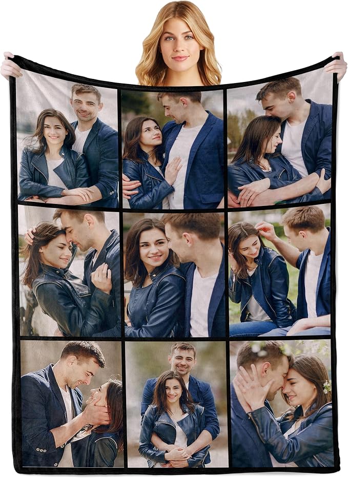 Custom Blanket, Personalized Mothers Day Blanket for Mom with Photo | Customized Flannel Throw Blanket Gifts for Mom Dad Couple Girlfriend Boyfriend Wife Husband Christmas Birthday Gifts