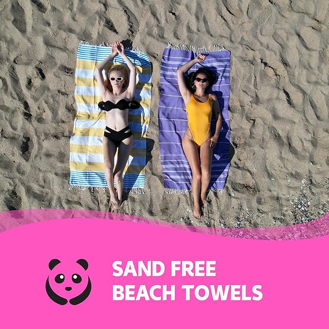 HAVLULAND Turkish Beach Towels, Oversized 40"x72" Turkish Bath Towel, Highly Absorbent Quick Dry Sand Free Beach Towels for Beach Pool Spa Gym Yoga Travel Camping Picnic Blanket - Orange/Fuchsia