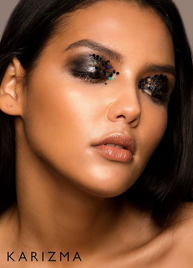 KARIZMA Backstage Black Glitter. 10g Chunky Face, Hair, Eye and Body for Women. Rave, Festival Accessories, Cosmetic Makeup.