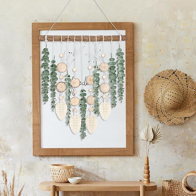 Sggvecsy 21’’ Eucalyptus Wall Hanging Decor Artificial Eucalyptus Plant Fake Greenery Leaves Boho Wall Decor with Wooden Stick for Bedroom Bathroom Kitchen Rustic Farmhouse Home Living Room Decoration