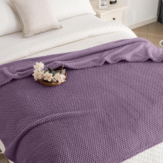 Purple 300GSM Fleece Throw Blanket for Couch Sofa Bed, 60x80 Soft Cozy Flannel Blankets, Lightweight Fuzzy Fluffy Throws for Women