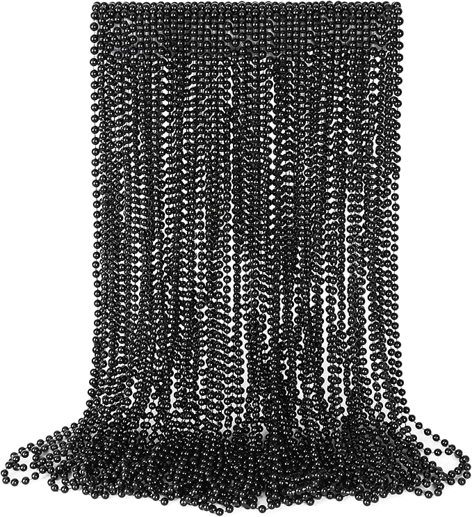 Beads Necklace, 30PCS Black Necklaces Halloween Stuff Accessories, 33" Mardi Gras Beads Necklace Costume Bulk, Festival Parade Throw for Halloween New Years Eve Party Events Supplies Decorations