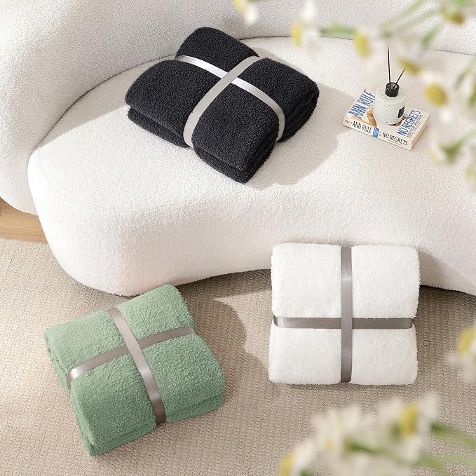 Throw Blanket for Couch Super Soft Blankets for Bed Comfy Cozy Blanket Knit Fuzzy Plush Fleece Blanket Gift for Women Lightweight Blanket for Living Room Sofa 50 x 60 Inches Sage