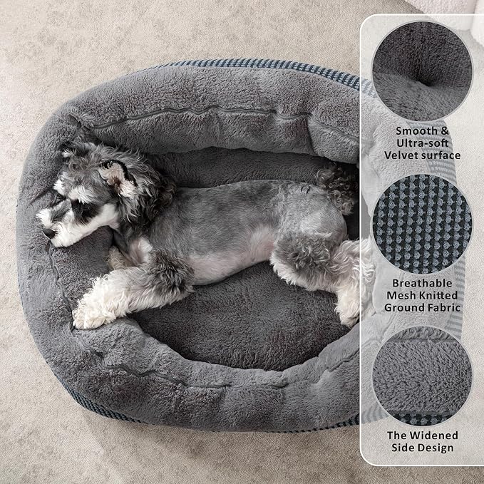 Dog Bed Medium Size, Orthopedic Warming Soft Calming Sleeping Puppy Bed Durable Pet Bed with Anti-Slip Bottom M(30"x24"x9")