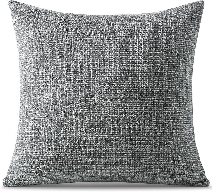 OTOSTAR Linen Throw Pillow Cover Set of 1 Decorative Square Pillowcases Cushion Covers 22x22 Inch for Home Decor Sofa Bedroom Car 55 x 55CM Dark Grey
