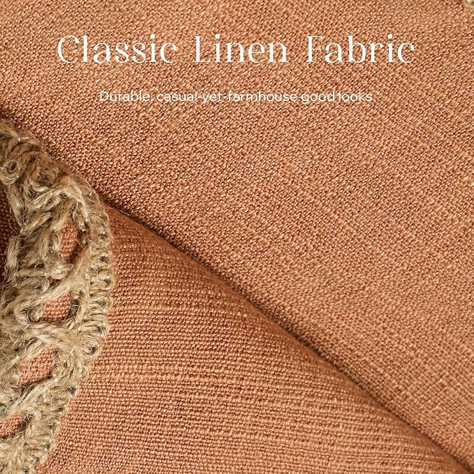 Phantoscope Pack of 2 Farmhouse Decorative Solid Throw Decorative Pillow Cover Burlap Linen Trimmed Tailored Edges Orange 20 x 20 inches, 50 x 50 cm