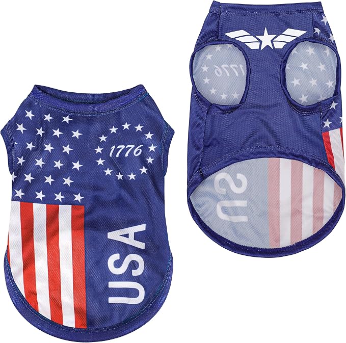 American Flag Inspired Dog Vest: Perfect Dog Shirt, Ideal Tank Top for Everyday Wear, Independence Day Celebrations Quality Materials for a Cute and Stylish Look Blue USA XL