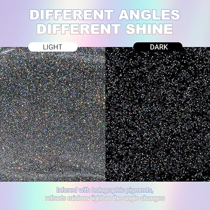 Erinde Holographic Body Glitter Gel, Roll-On Face Hair Glitter for Mermaid Makeup Festival Party Rave Accessories, Chunky Sequins Chameleon Shimmer Christmas Makeup for Women Girls, 03 Black