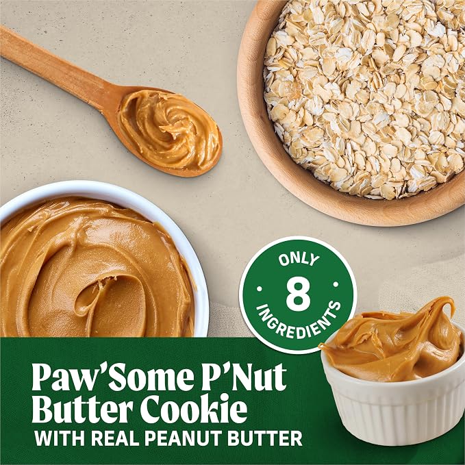 Merrick Oven Baked Dog Treats, Natural Cookies for Dogs, Paw’Some P’nut Butter Cookie with Real Peanut Butter