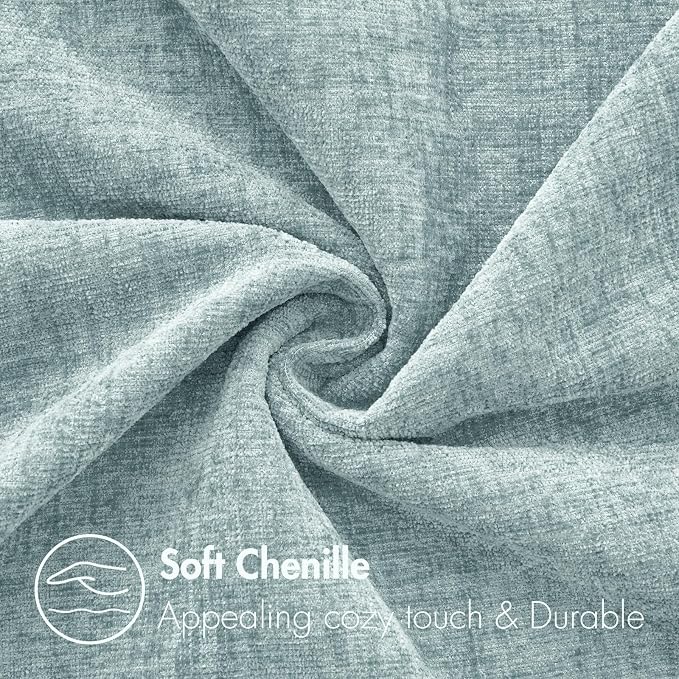 MIULEE Soft Chenille Lumbar Throw Pillow Covers Light Blue 12x20 Pack of 2 | Modern Home Decor, Classic Decorative Pillows, Solid Dyed Cases, Boho Couch Cushion Covers for Sofa Bed Living Room