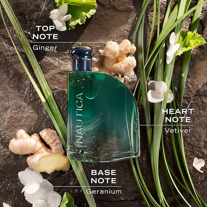 Nautica Color Green Giftset 1.7 fl oz EDT + 6 oz Deodorizing Body, Woody Fougere, Notes of Ginger, Geranium and Vetiver, Men's Duo Pack, Long Lasting, Everyday Fragrance