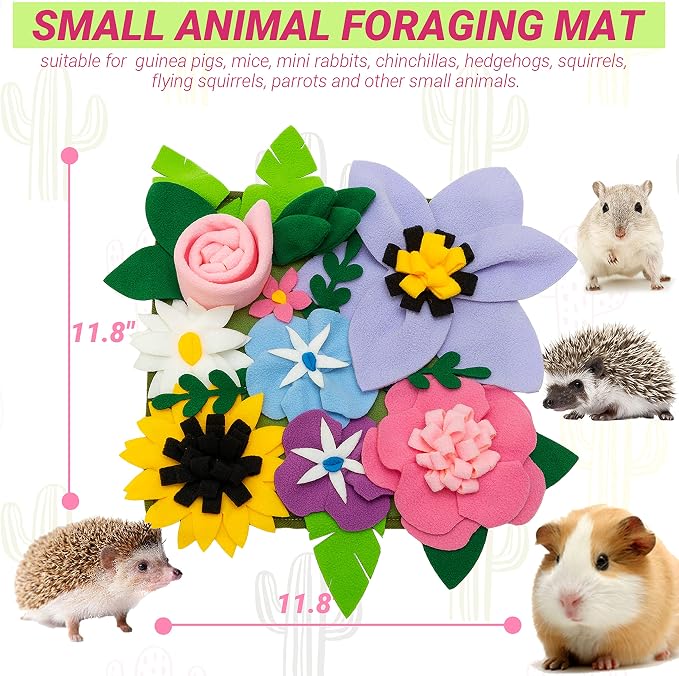Snuffle Mat for Rabbit, Cute Flower Interactive Bunny Foraging Toy