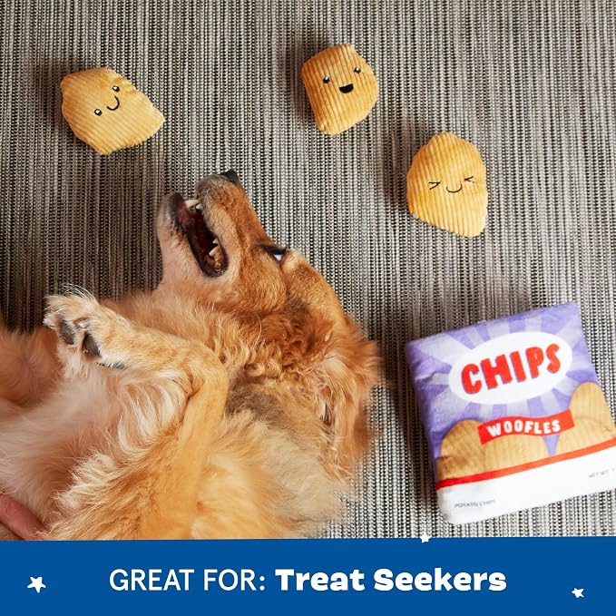 BarkBox Woofles Potato Chips 2-in-1 Interactive Plush Dog Toy