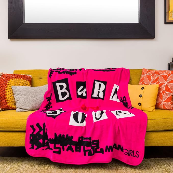 Silver Buffalo Mean Girls Burn Book Regina George, Karen Smith, Gretchen Wieners, and Cady Heron 45" x 60" Fleece Throw, Soft and Cozy Blanket, 250 GSM